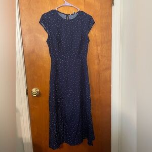 RIHOAS Navy Blue Polka Dot Cutout Back Dress - Women’s Small